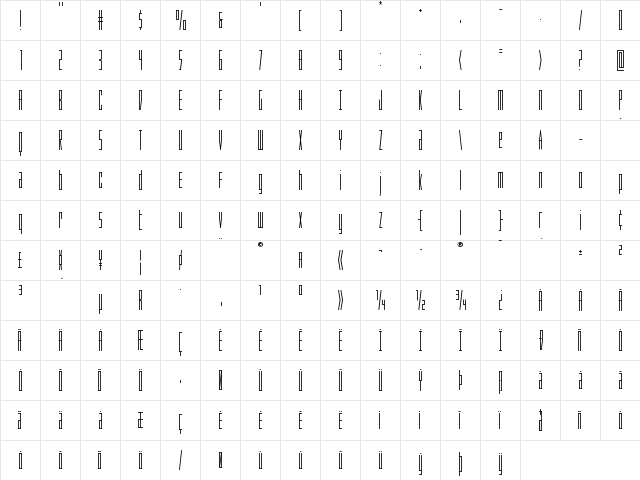Phantacon Compact Regular  glyph index