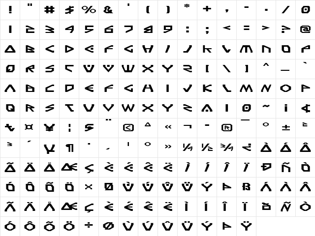 Terra Firma Expanded Expanded  glyph index