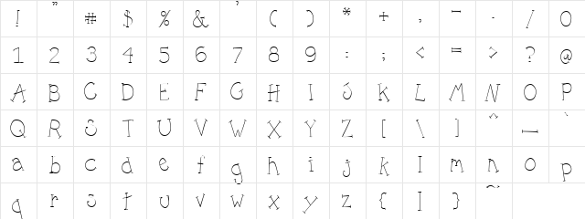 PC Straight Regular  glyph index