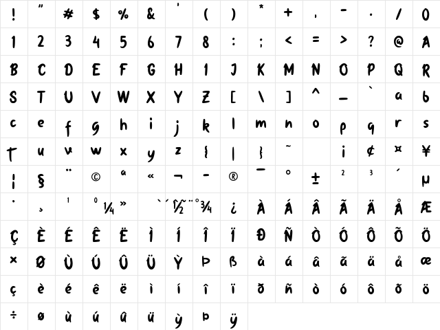 Attasiyap Regular  glyph index
