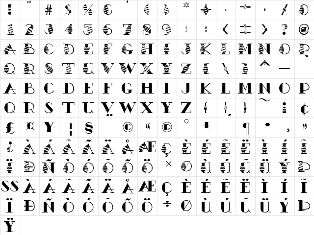 Easter Egg Regular  glyph index