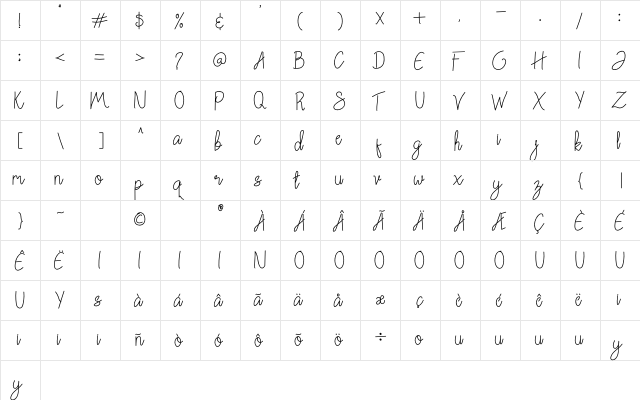 ChattagirieFree Bold  glyph index