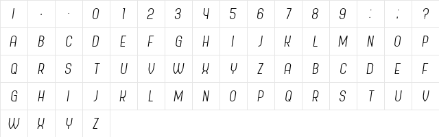 Policemen Light Italic  glyph index