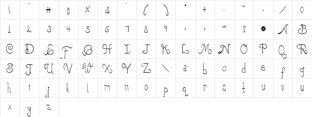 Epiphany Regular  glyph index