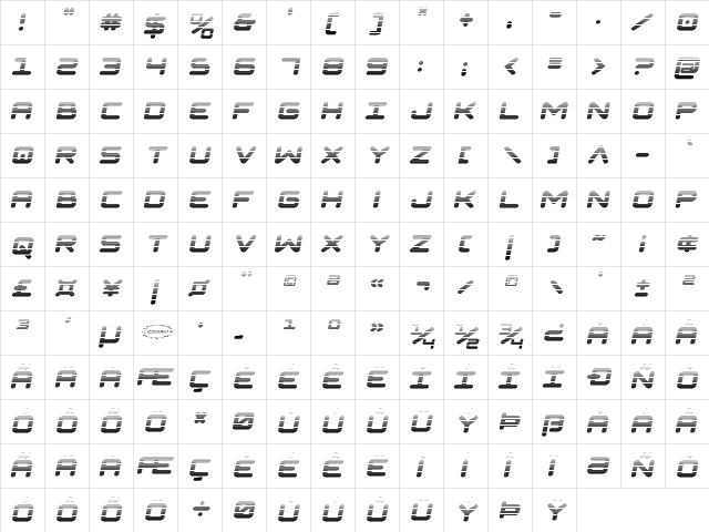 NGC 292 Gradient Semi-Italic Regular  glyph index