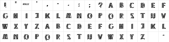 DXS Polly Regular  glyph index