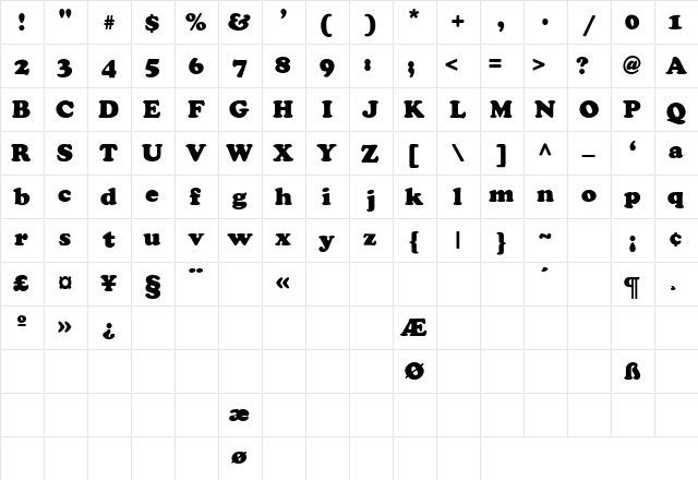 Cooper SSi Extra Black  glyph index