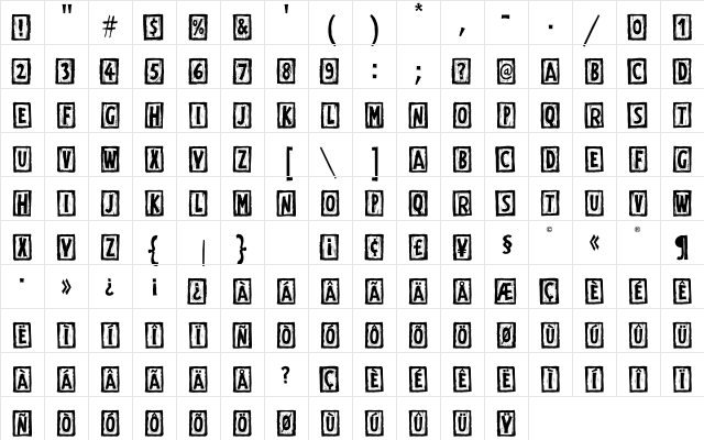 Digital Woodcuts Open ITC TT Regular  glyph index