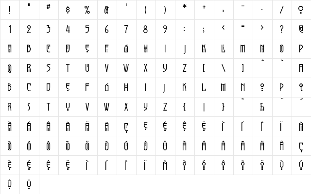 Greyhound Regular  glyph index