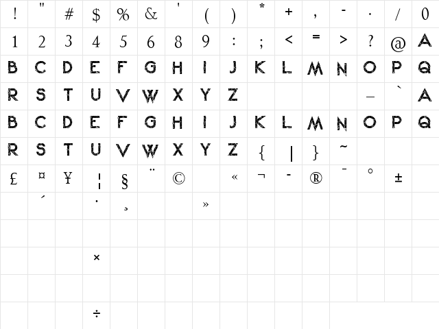 Winter Kei Regular  glyph index