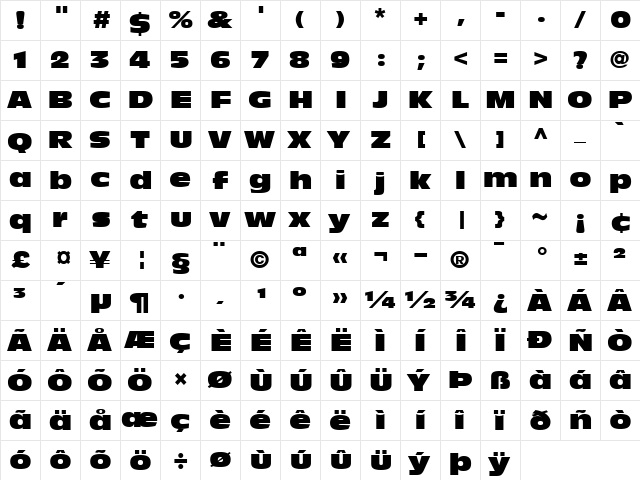 AntiqueOlive Nord  glyph index