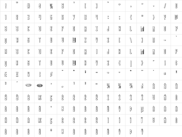 Viceroy of Deacons 3D Regular  glyph index