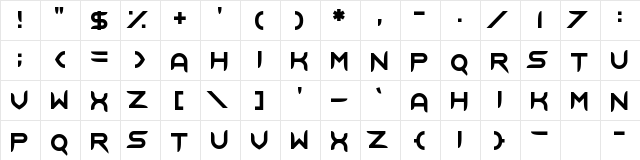 Xide Regular  glyph index
