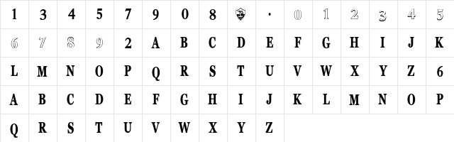 ASRoma Regular  glyph index