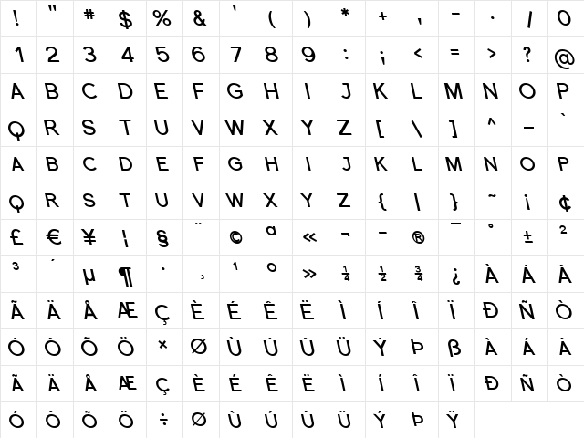 Florencesans SC Rev Bold Italic  glyph index