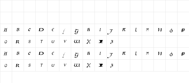 KantarCaps Oblique  glyph index