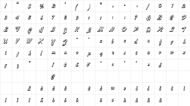 VisioOutlineSSK Regular  glyph index