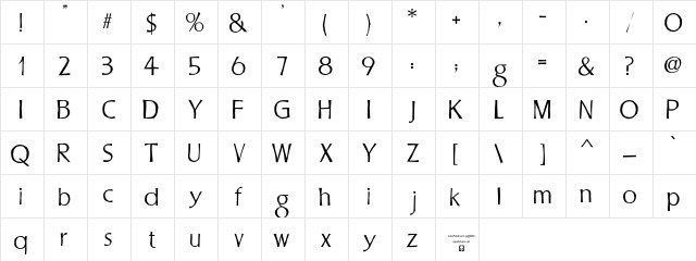 LHF Stevens Percepta Light Regular  glyph index