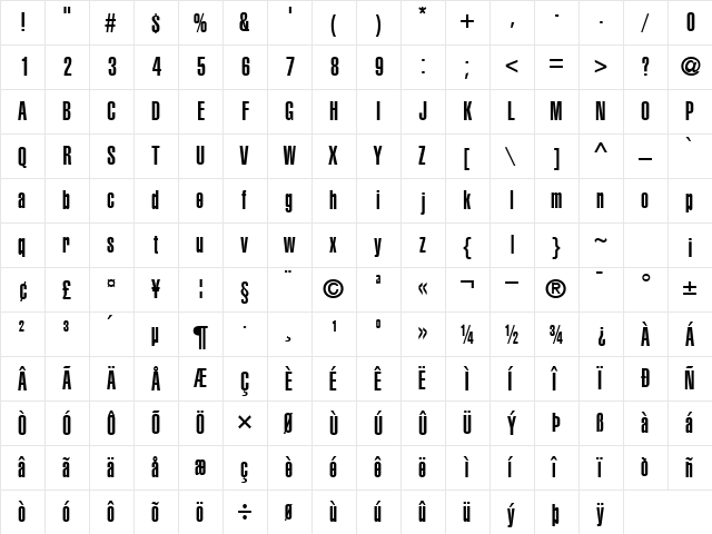 ContextUltraCondSSK Regular  glyph index