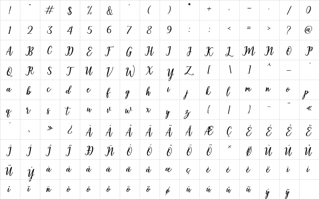 shelter Regular  glyph index