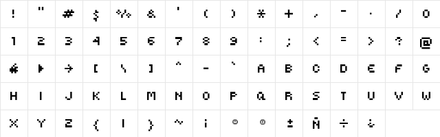 Kovensky-small medium  glyph index