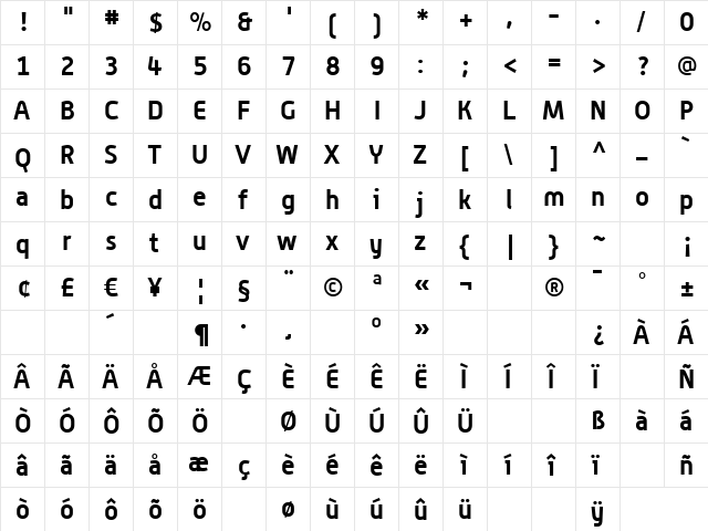 Alwyn Bold  glyph index