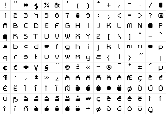 Adelphi Broken Regular  glyph index