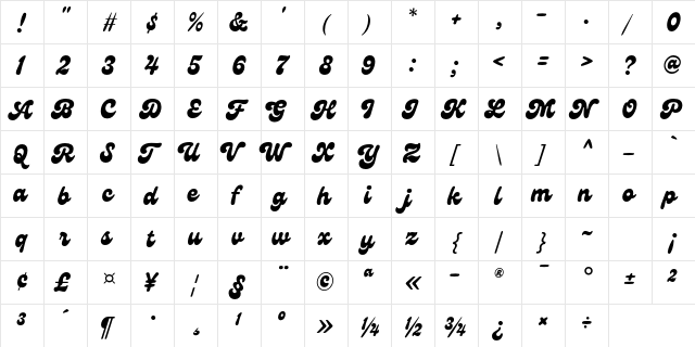 Genty Demo Regular  glyph index