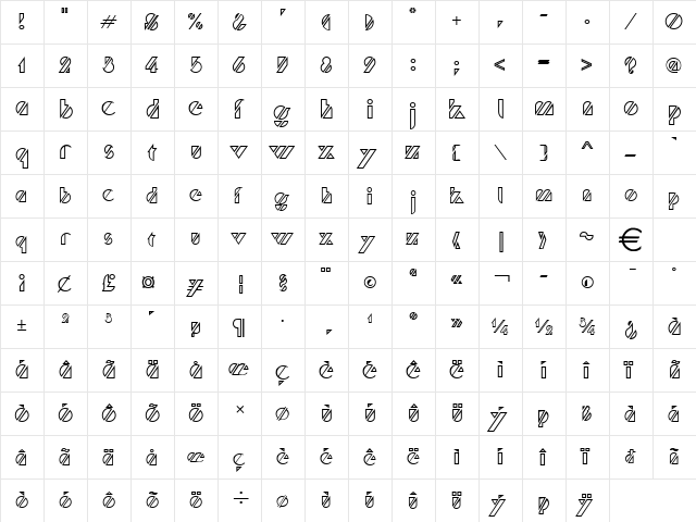 CaneHollow Normal  glyph index