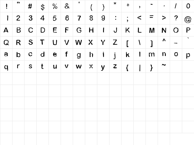 Pathfinder Bold  glyph index