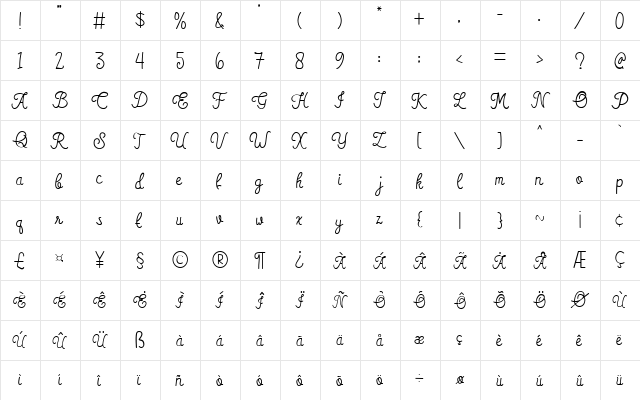 Green Tea Regular  glyph index