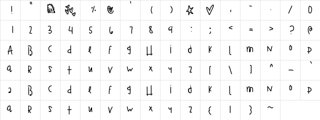 TragicKingdom Medium  glyph index