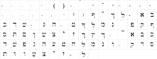 AnHeb2 Regular  glyph index
