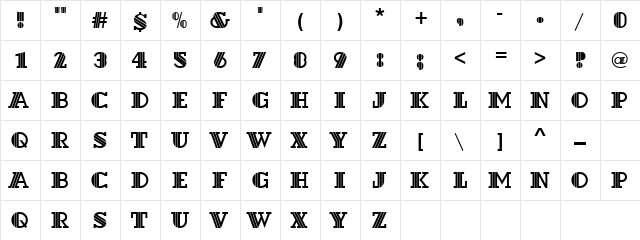 Dropped Claws Regular  glyph index