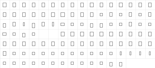 VRYN Letterbox Regular  glyph index