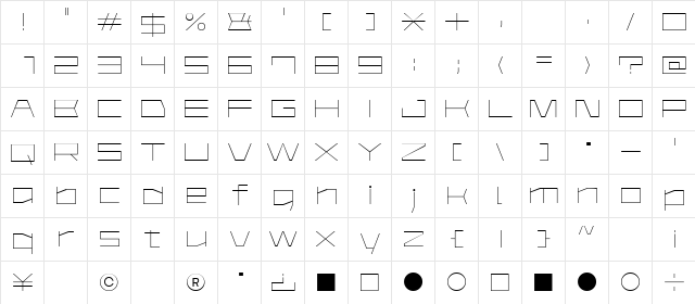 AstraAfsb07LightT Regular  glyph index