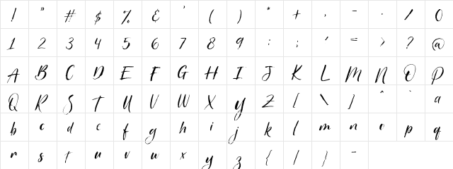 Hello Christine DEMO Regular  glyph index