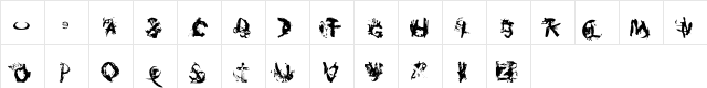 Burnfont Regular  glyph index