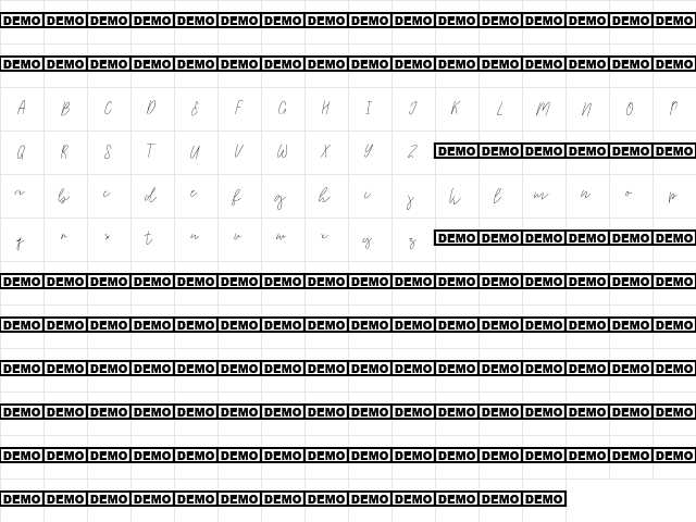 Warm Memories Regular Regular  glyph index