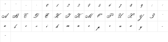 Gloria Regular  glyph index