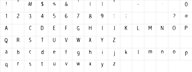 Gadget Stony Regular  glyph index