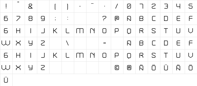 Break Regular  glyph index