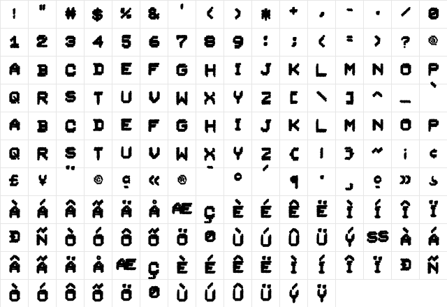 DoomPlatoon Bold  glyph index