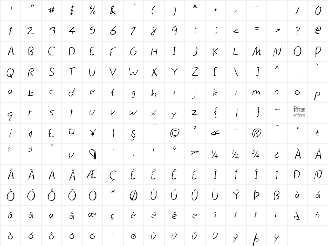 LEHN044 Regular  glyph index