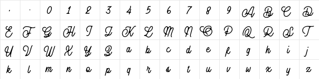 Salveation Regular  glyph index