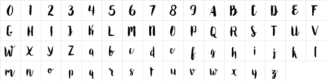 Roomfer Regular  glyph index