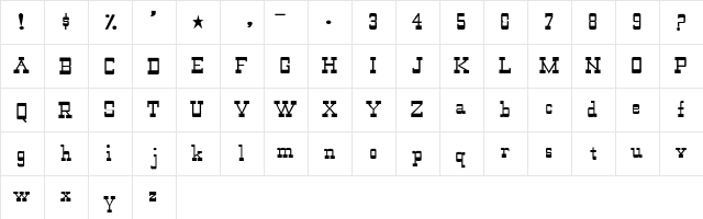 Clint Regular  glyph index
