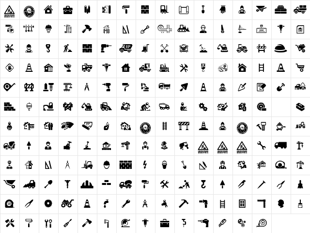 Construction Icons Regular  glyph index