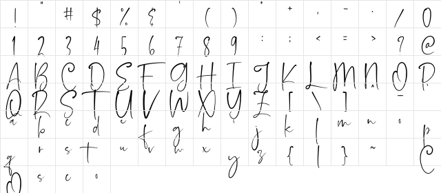 Asmiyati Regular  glyph index