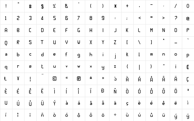 JD Familla Regular  glyph index